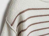 Укороченный джемпер в полоску, Бежевый