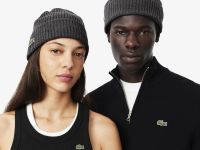 Шерстяная шапка Lacoste унисекс в рубчик