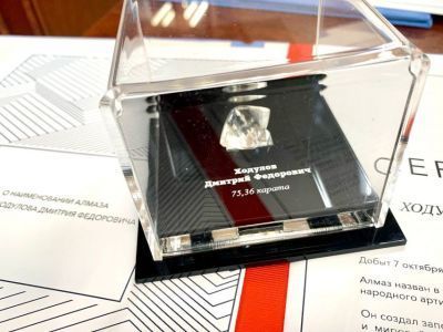 Копию алмаза весом более 75 карат имени Дмитрия Ходулова передали его дочерям