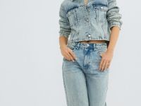 Джинсовая куртка со стразами, Голубой