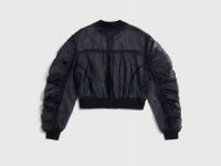 Бомбер из органзы для девочек, Черный