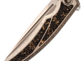 Складной нож TUOTOWN Espada, сталь Tmax, рукоять Grey Crystal Ti/Chaotic Gold CF