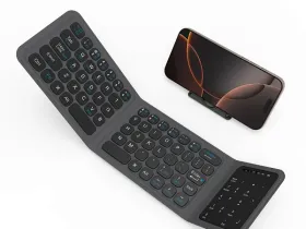 Беспроводная клавиатура WiWU Foldable Keyboard русская раскладка (складная с подставкой) (FMK-05) (серый)