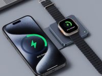 Беспроводное зарядное устройство Deppa MagSafe Mini Fold QI 2 в 1 (23165) для смартфона/наушников/Apple Watch 15W (черный)