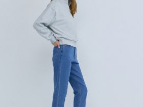 Узкие джинсы с высокой посадкой, Синий