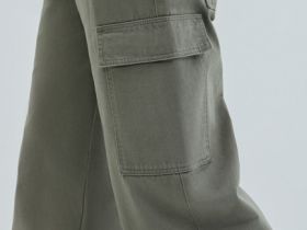 Хлопковые брюки карго с накладными карманами, Зеленый
