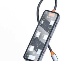 Адаптер Wiwu Cyber HUB USB-C 8 в 1 на 2xUSB 3.0/USB 2.0/SD/TF (3.0)/HDMI (4K30)/PD/RJ45 (CB008) (Gray)