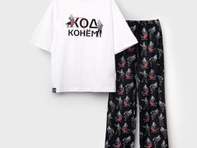 Комплект для мальчиков: фуфайка (футболка) трикотажная, брюки текстильные