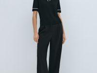 Джемпер-поло с коротким рукавом, Черный