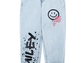 Брюки текстильные джинсовые для девочек