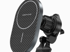 Автомобильный держатель Keephone Kevlar Seanova с беспроводной зарядкой в воздуховод 15W черно-серый в полоску