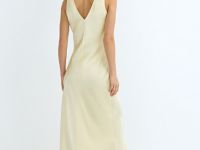 Сатиновое платье с кружевом, Желтый