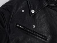 Утепленная кожаная куртка-косуха свободного кроя