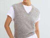 Укороченный вязаный жилет, Серый