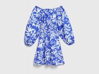 Платье из вискозы со спущенными плечами, Синий