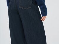 Утеплённые широкие джинсы, Синий