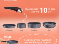 Набор посуды со съемной ручкой Tefal Ingenio Natural Force 3 предмета 24/28 см L3969102