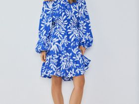 Платье из вискозы со спущенными плечами, Синий