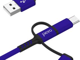 Кабель Pero DC-06 USB / Apple Lightning / microUSB / USB-C 2 м Синий