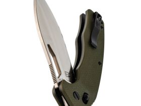 Складной нож Obertech ns-01 Drop point satin, сталь VG-10, рукоять G10, олива