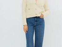 Укороченный кардиган из махровой пряжи, Желтый