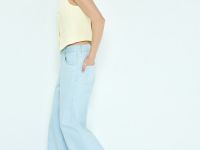 Прямые джинсы со средней посадкой, Голубой