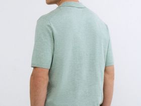 Вязаное поло с коротким рукавом, Зеленый