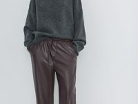 Брюки из искусственной кожи, Фиолетовый