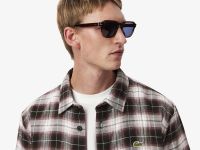 Мужская утеплённая клетчатая рубашка Lacoste в клетку