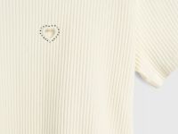 Футболка в рубчик с вышивкой для девочек, Белый