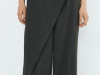 Широкие брюки с асимметричной деталью, Серый