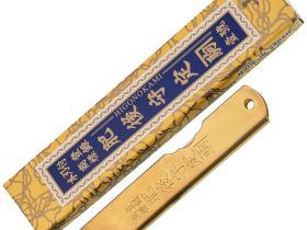 Нож складной Higonokami, 80 мм, сталь AoGami 3 слоя, рукоять латунь, золотистый