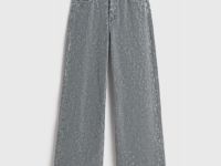 Широкие джинсы с леопардовым принтом, Серый