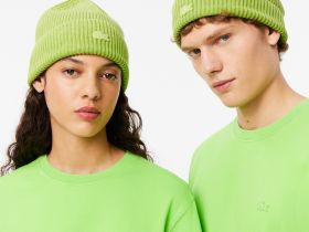Шапка-бини из хлопка Lacoste унисекс