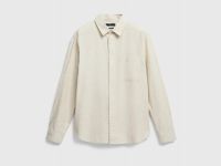 Рубашка изо льна и хлопка с карманом, Бежевый