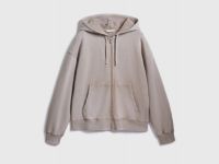 Толстовка на молнии с эффектом стирки, Бежевый