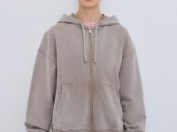 Толстовка на молнии с эффектом стирки, Бежевый