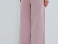 Базовые широкие брюки с эффектом стирки, Розовый
