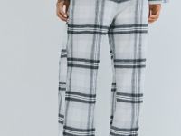 Пижамные брюки в клетку из фланели, Серый
