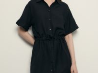 Платье А-силуэта с поясом на кулиске