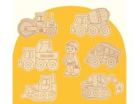 Фигурные заготовки для выжигания по дереву ТРИ СОВЫ "Строительная техника", 7шт., пакет с европодвес