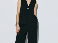 Топ из вискозы с застёжкой, Черный