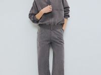 Бомбер с эффектом стирки, Серый