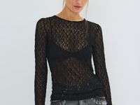 Лонгслив из кружева, Черный