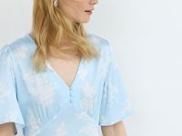 Платье миди с принтом, Голубой