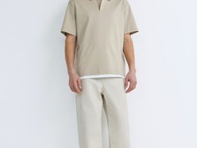 Поло с имитацией второго слоя, Бежевый