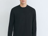 Базовый лонгслив из плотного хлопка, Черный