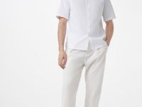 Рубашка из ткани оксфорд с воротником мао, Белый