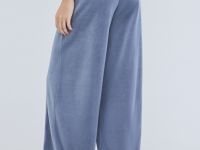 Велюровые брюки с эффектом стирки, Синий