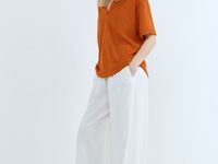 Широкие льняные брюки, Белый